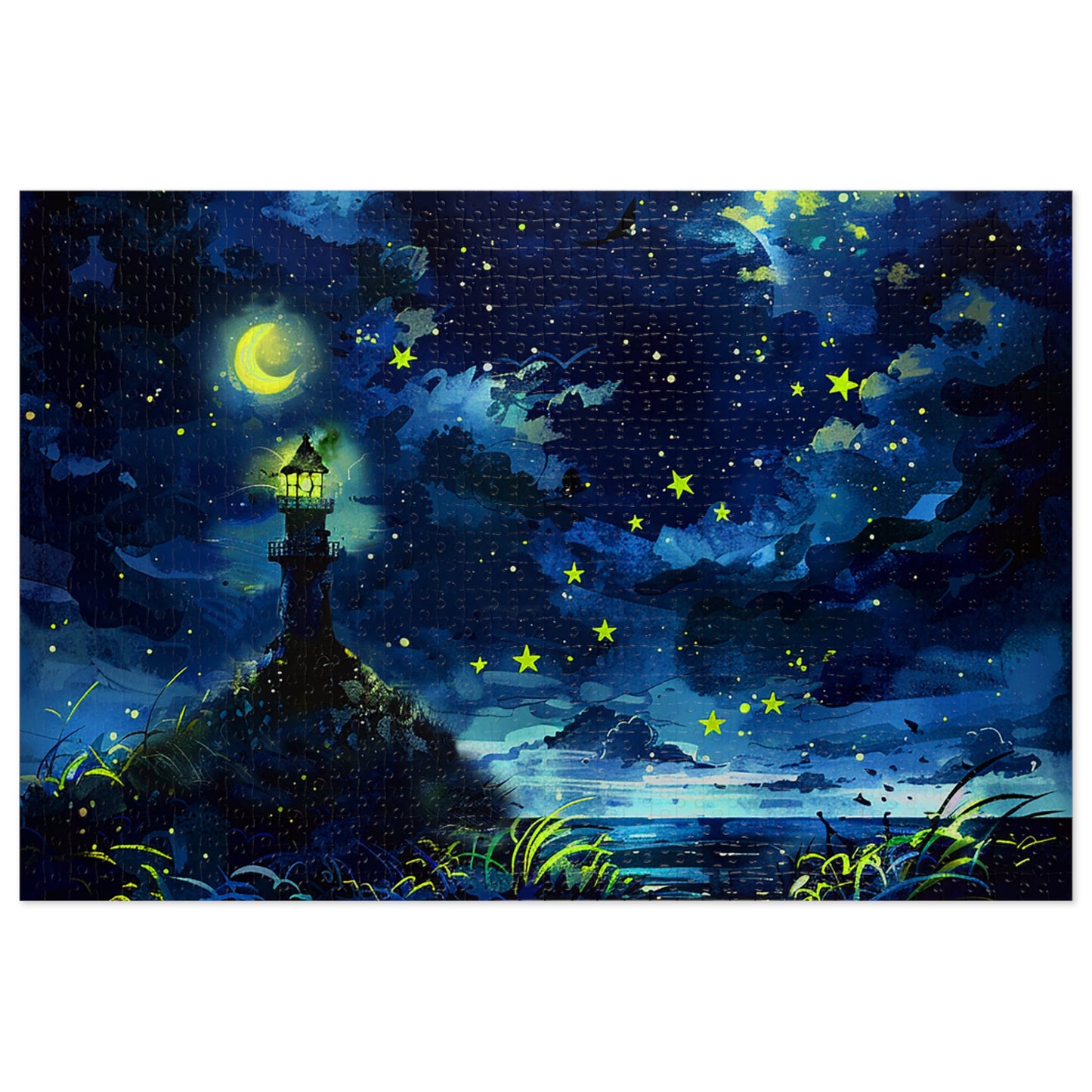 Moonlight Lighthouse Jigsaw Puzzle (30, 110, 252, 500,1000-Piece)