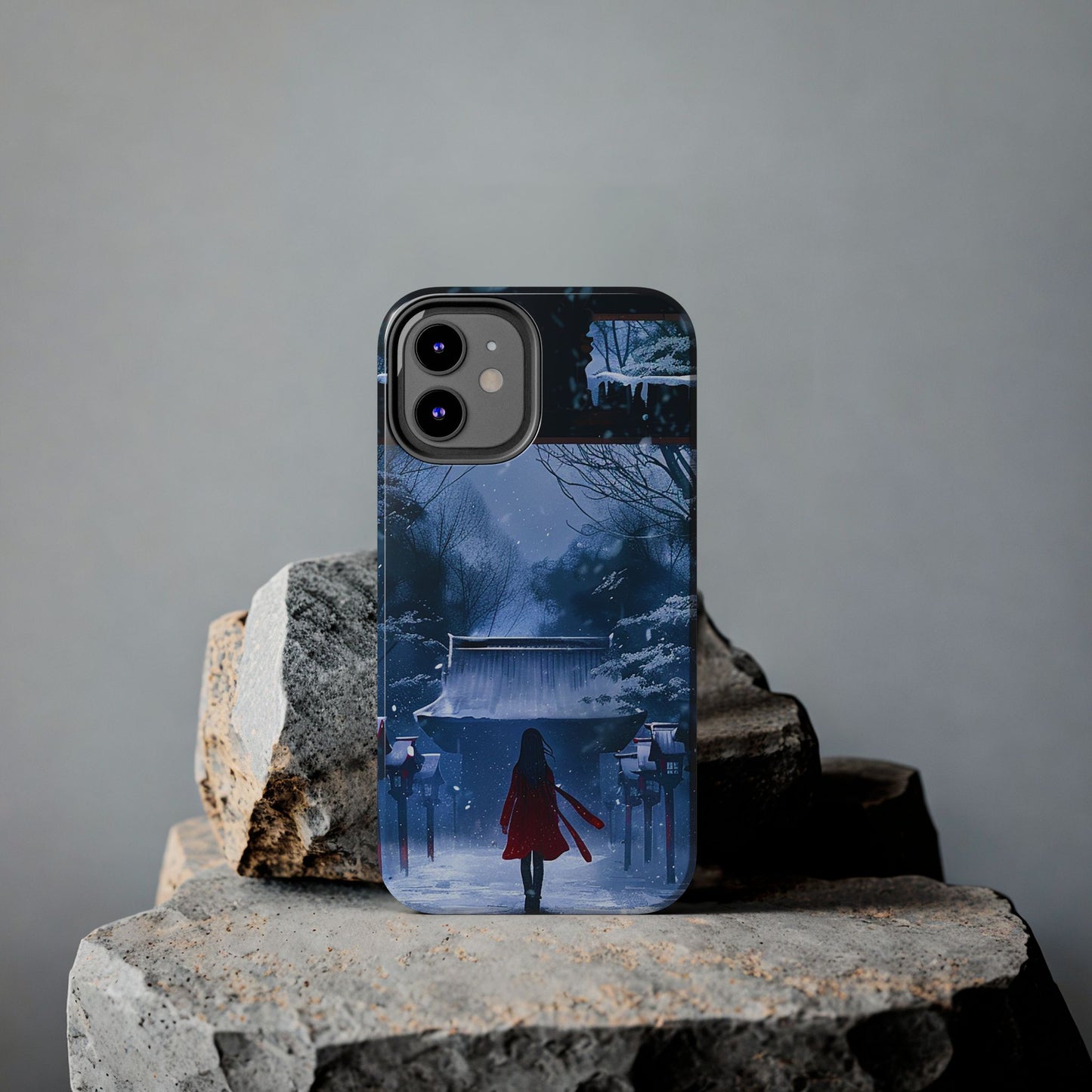 Japanese Snowy Shinto Shrine Girl Tough Phone Cases iPhone Android