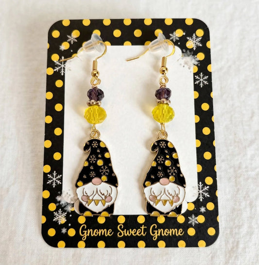 Winter-Themed Gnome Enamel Earrings - Festive Whimsical Dangle Jewelry