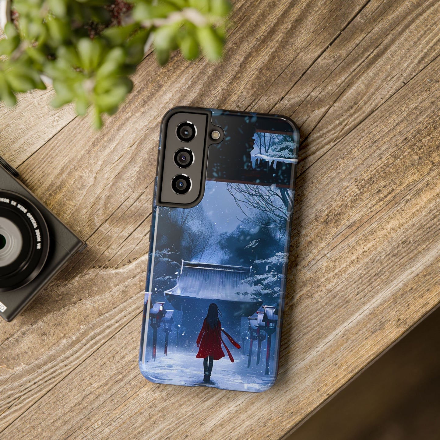 Japanese Snowy Shinto Shrine Girl Tough Phone Cases iPhone Android