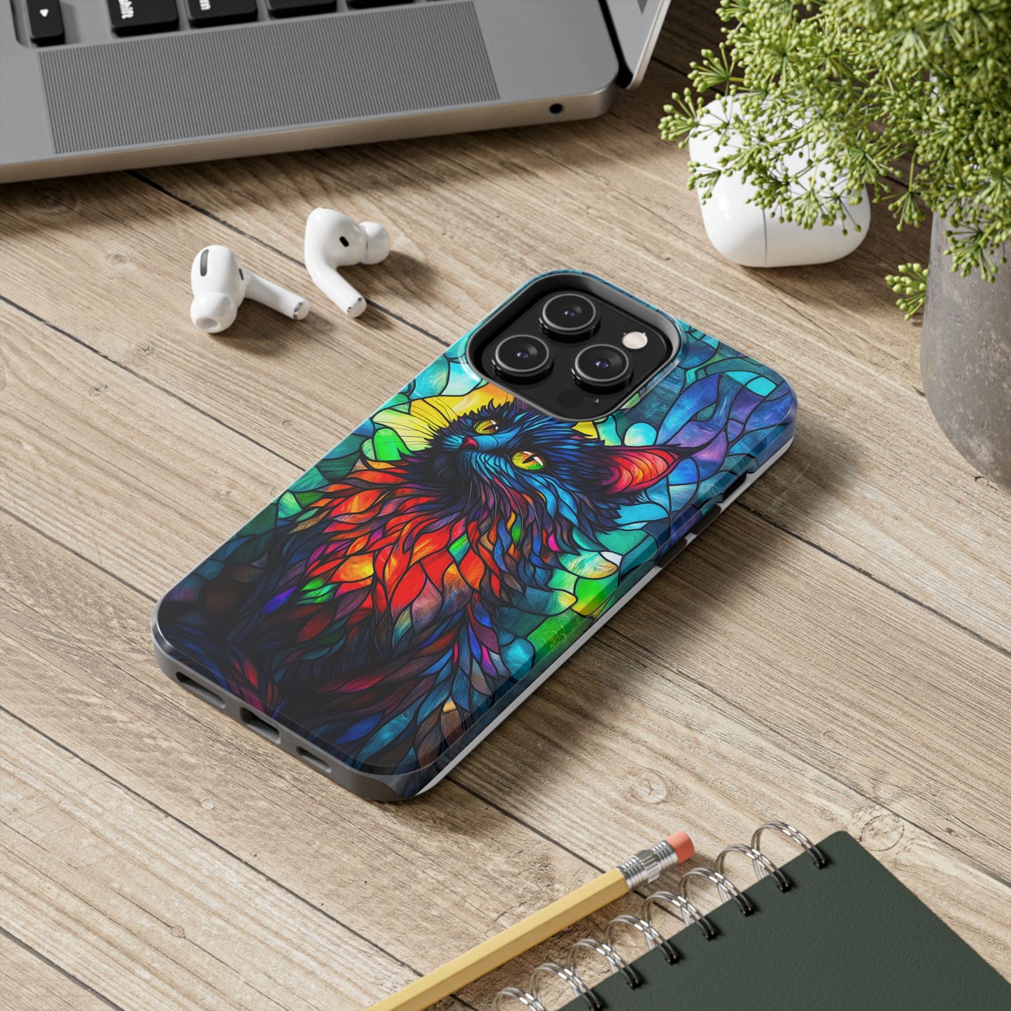 Stained Glass Cat Tough Phone Cases
