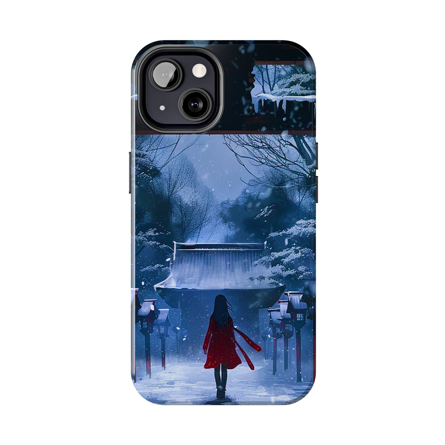 Japanese Snowy Shinto Shrine Girl Tough Phone Cases iPhone Android