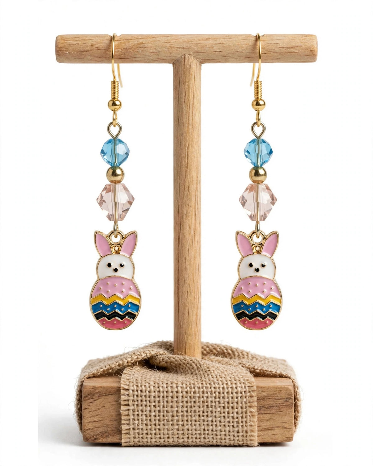 Peekaboo Easter Bunny Egg Enamel Earrings - Dangle Jewelry