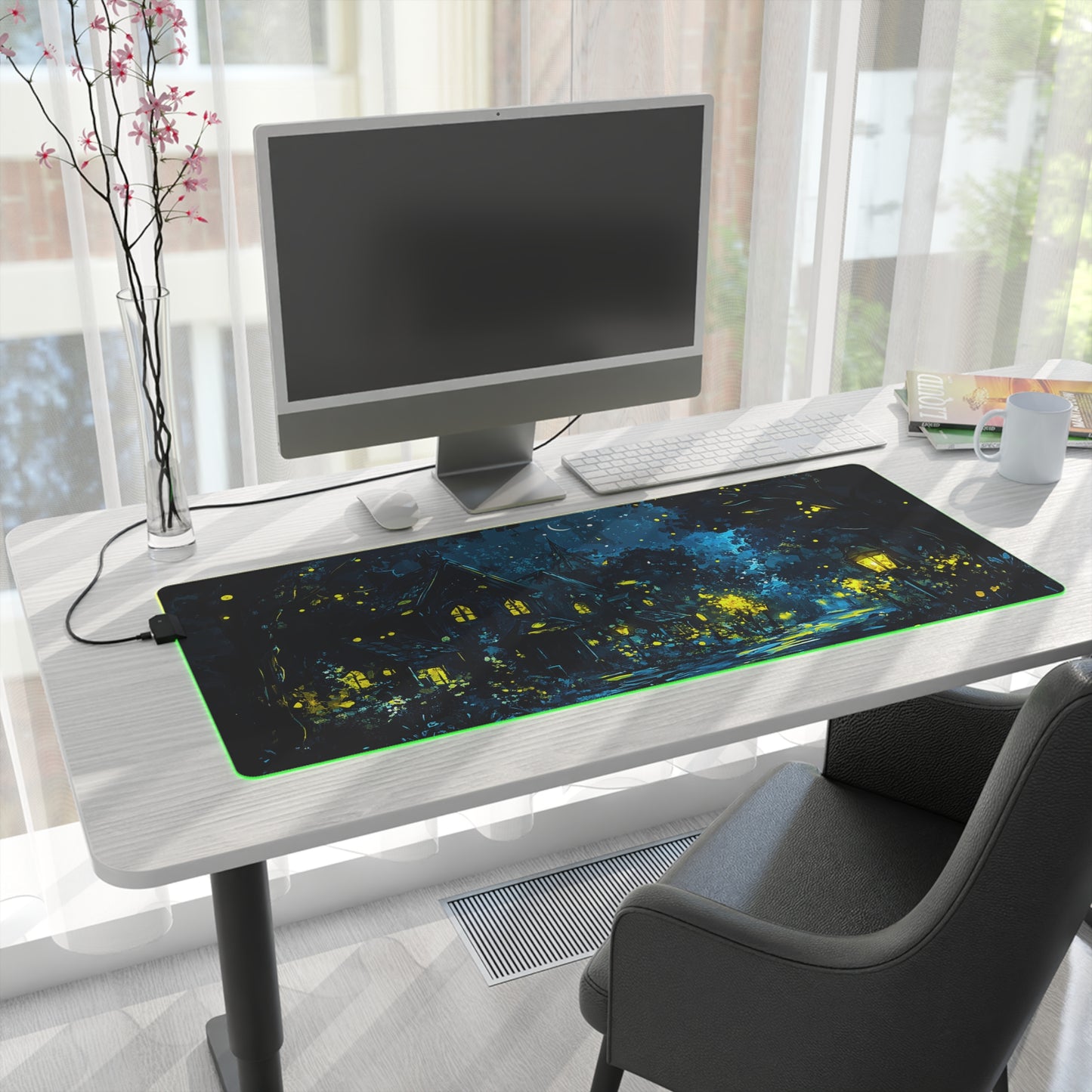 Fantasy Village Nighttime LED Gaming Mouse Pad