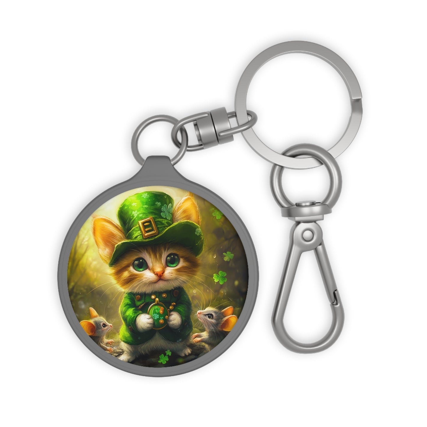 Saint Patrick's Day Theme Cat Keyring Tag