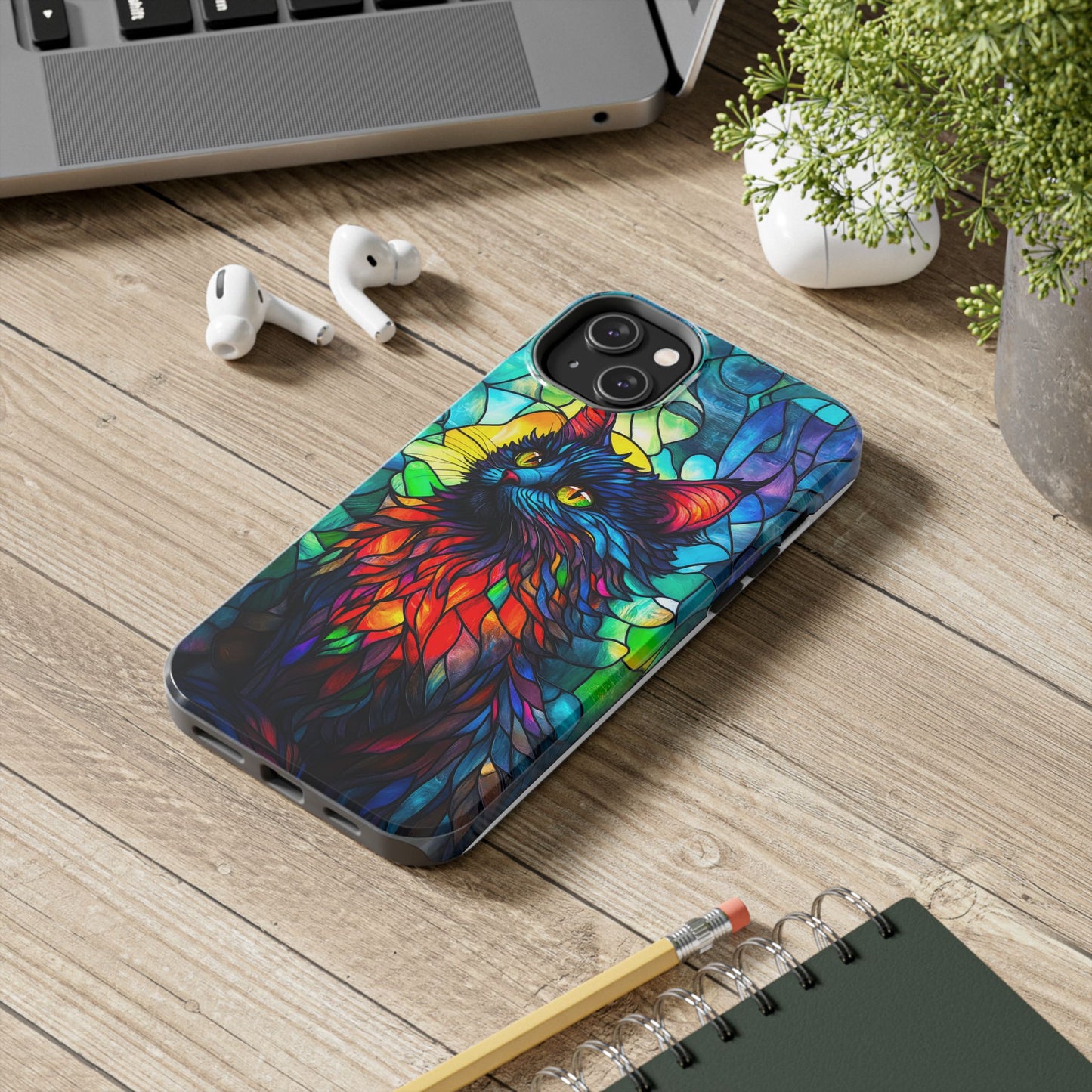 Stained Glass Cat Tough Phone Cases