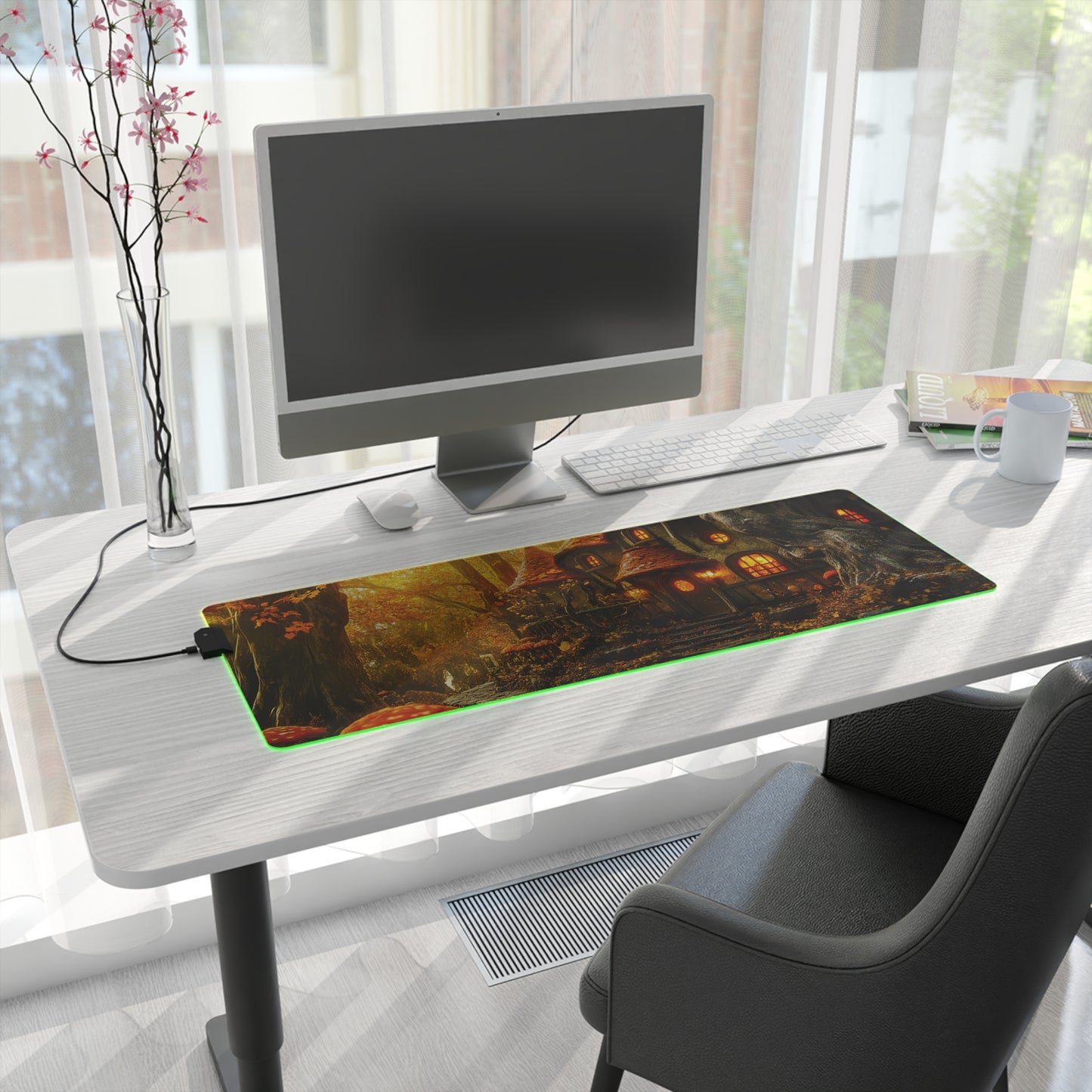Autumn Forest Fantasy Inn LED Gaming Mouse Pad