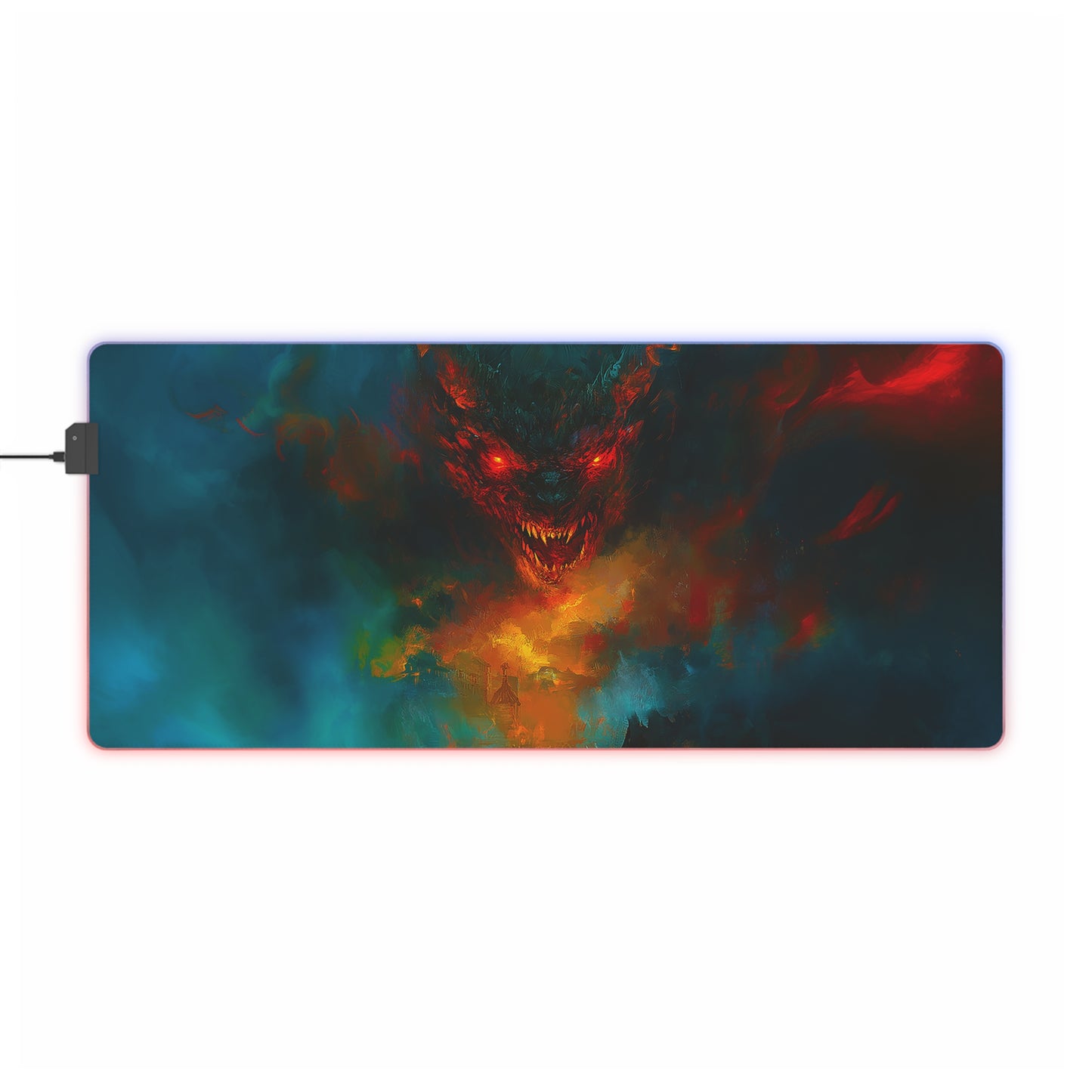 Scary Demon Horror Theme LED Gaming Mouse Pad