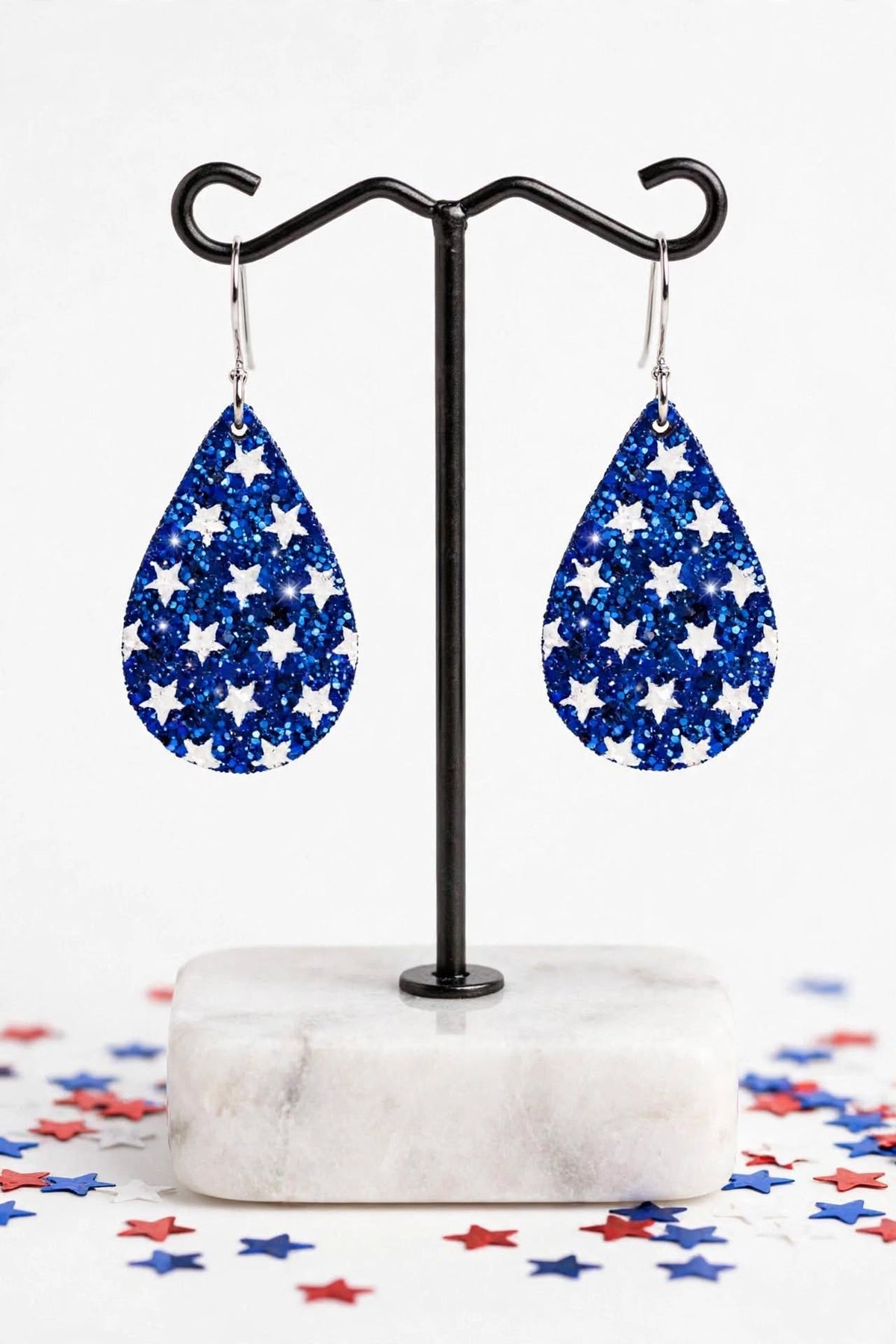 Independence Day Faux Leather Almond Shaped Teardrop Shaped Dangle Drop Earrings