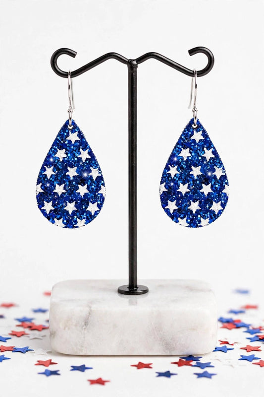 Independence Day Faux Leather Almond Shaped Teardrop Shaped Dangle Drop Earrings