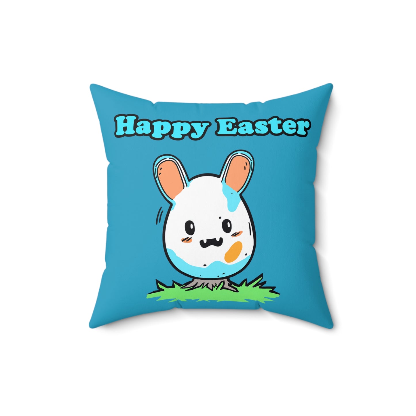 Happy Easter Playful Spun Polyester Square Pillow - Cute & Silly Bunny Egg Design