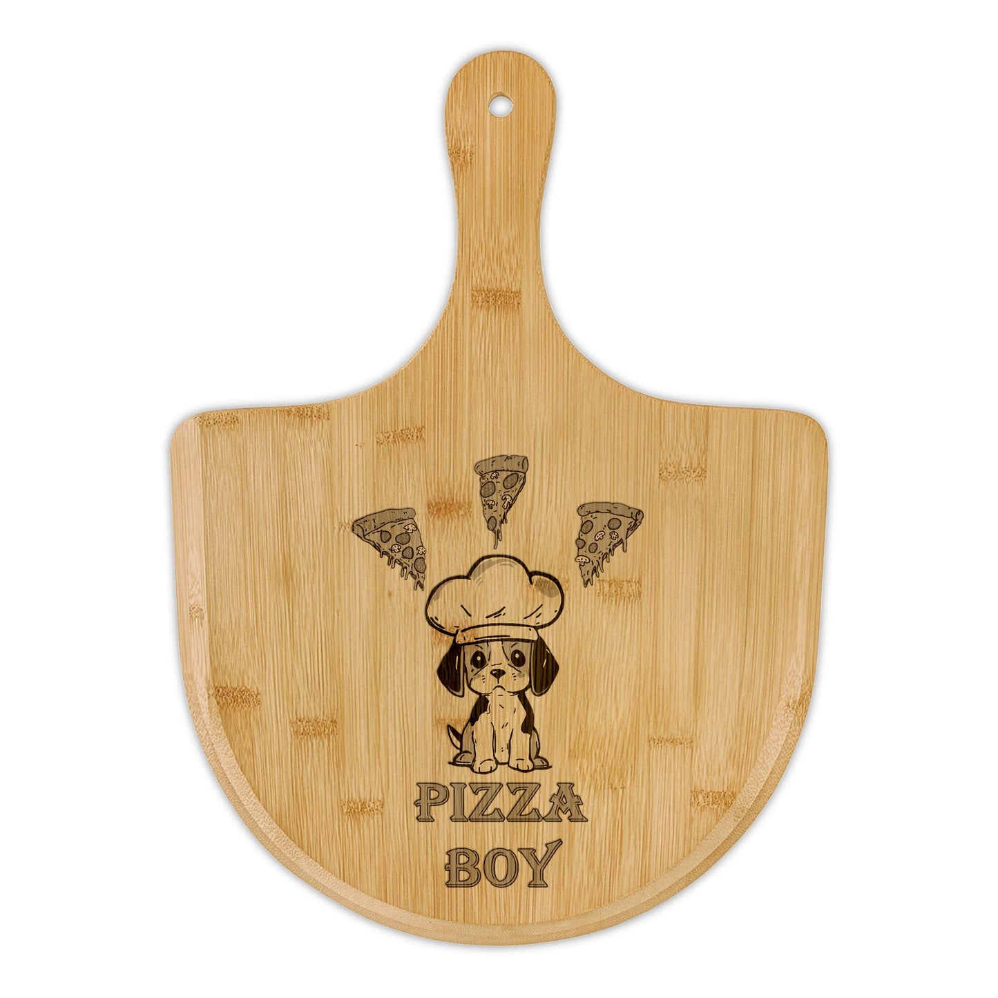 Beagle Chef - "Pizza Boy" - Bamboo Pizza Board (Engraved)
