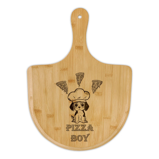 Beagle Chef - "Pizza Boy" - Bamboo Pizza Board (Engraved)