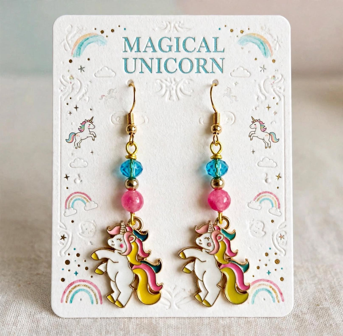 Fantasy Unicorn Enamel Earrings - Dynamic Dangle Jewelry