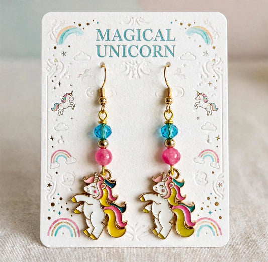 Fantasy Unicorn Enamel Earrings - Dynamic Dangle Jewelry