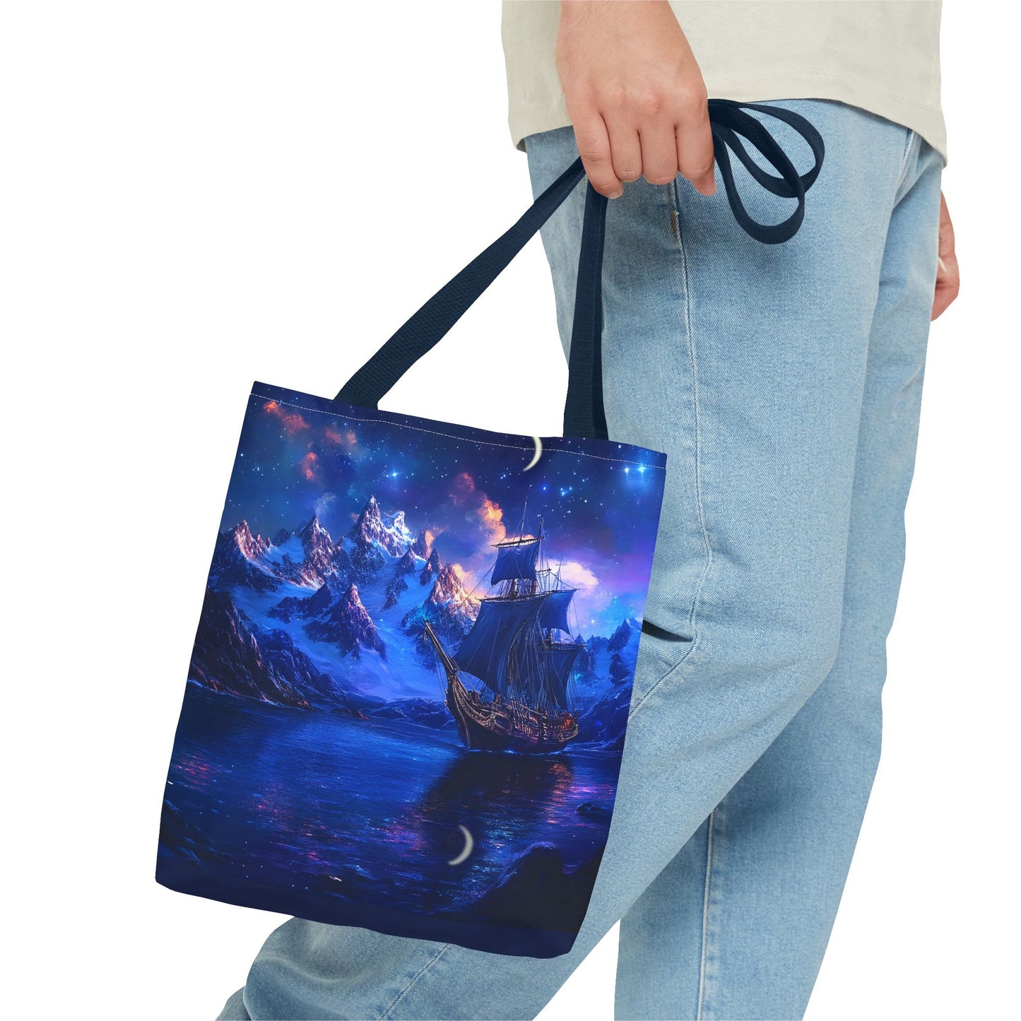 Artic Pirate Ship Under the Moonlight Tote Bag (AOP)