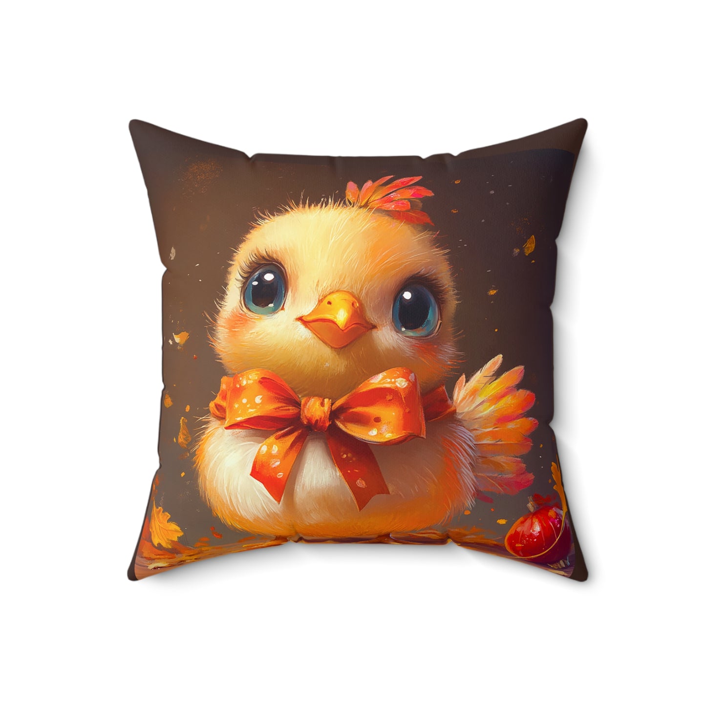 Adorable Turkey Chick Spun Polyester Square Pillow