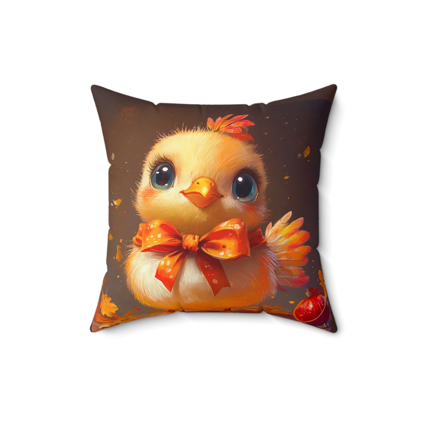 Adorable Turkey Chick Spun Polyester Square Pillow