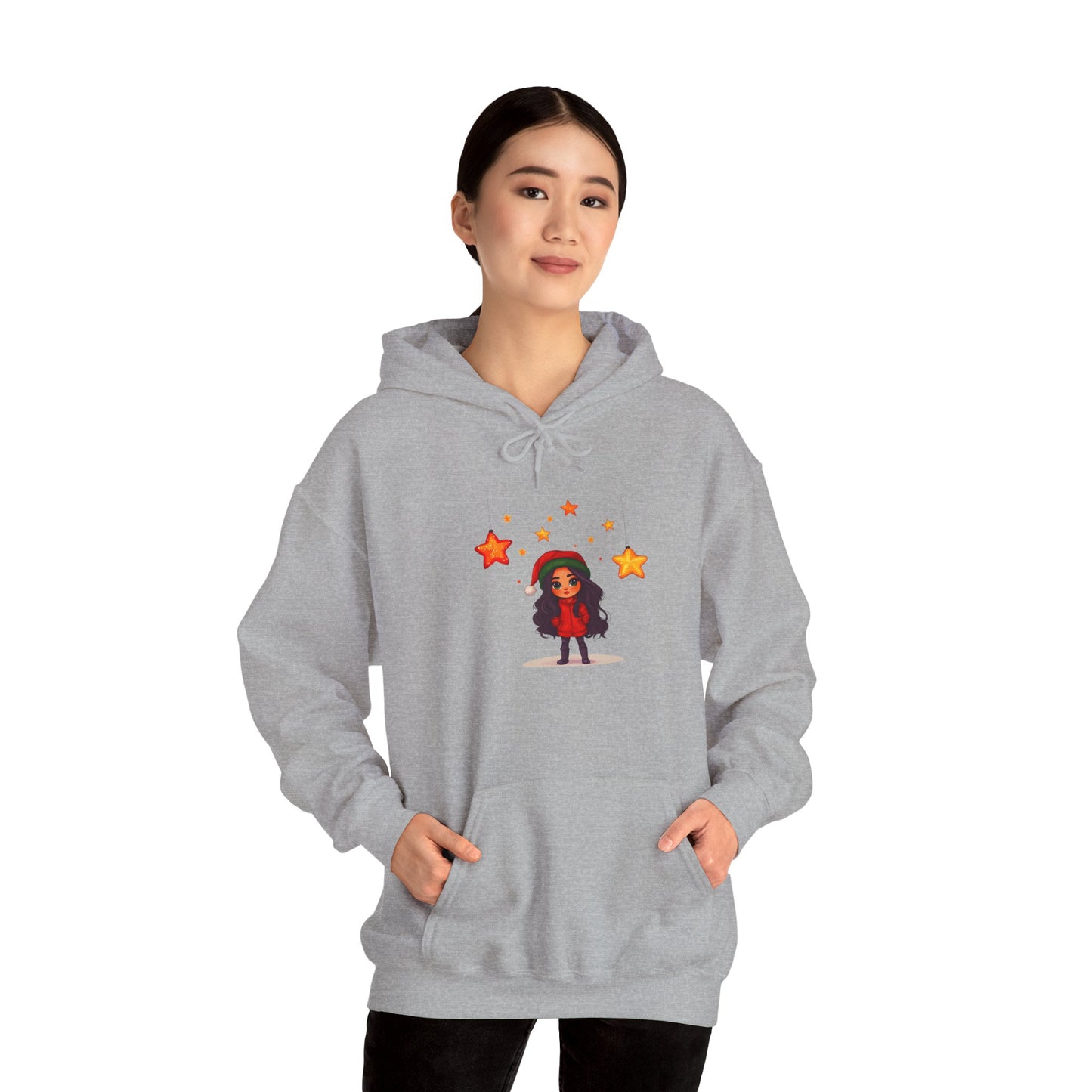 Cute Christmas Starry Ornaments Girl Unisex Heavy Blend™ Hooded Sweatshirt