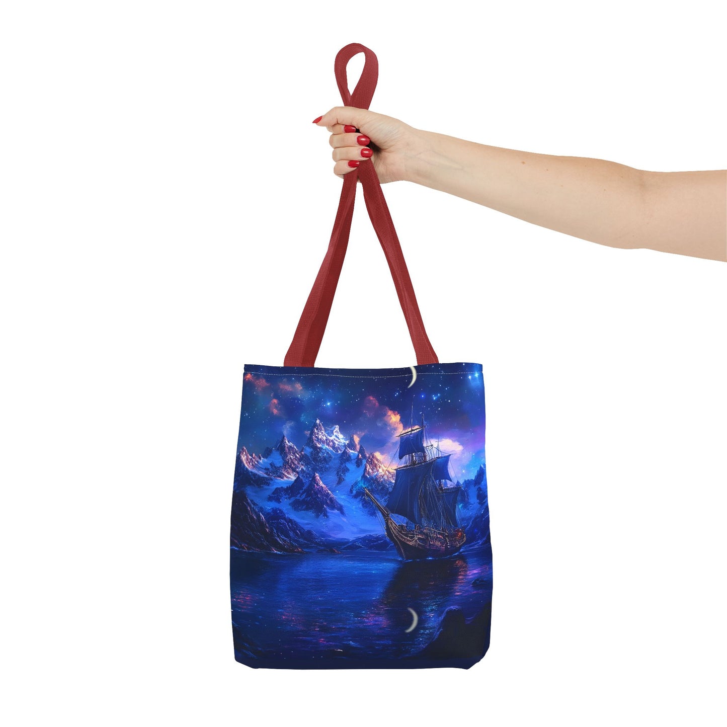 Artic Pirate Ship Under the Moonlight Tote Bag (AOP)