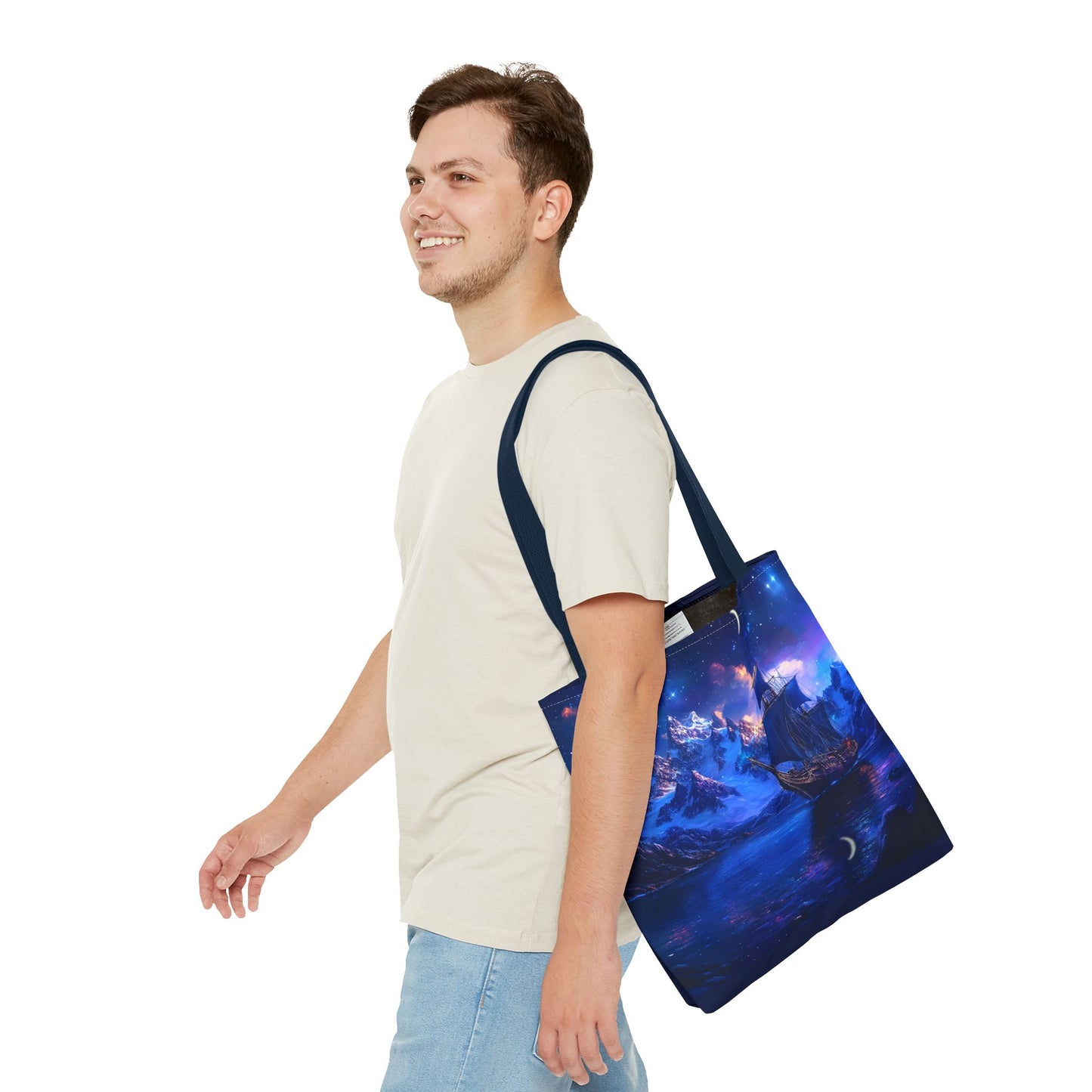 Artic Pirate Ship Under the Moonlight Tote Bag (AOP)