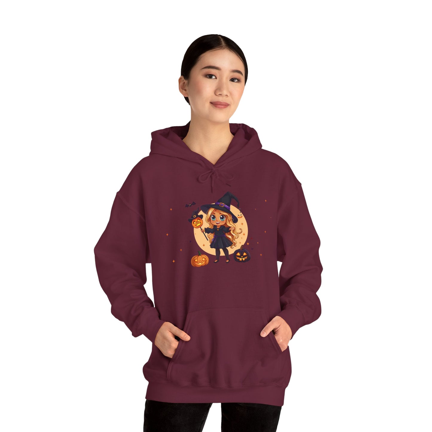Cute Halloween Magician Girl Unisex Heavy Blend™ Hooded Sweatshirt