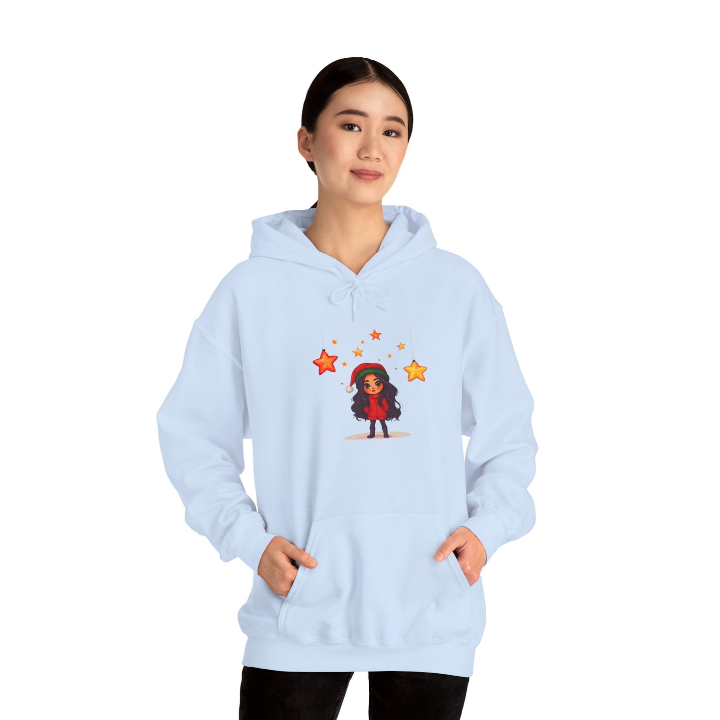 Cute Christmas Starry Ornaments Girl Unisex Heavy Blend™ Hooded Sweatshirt