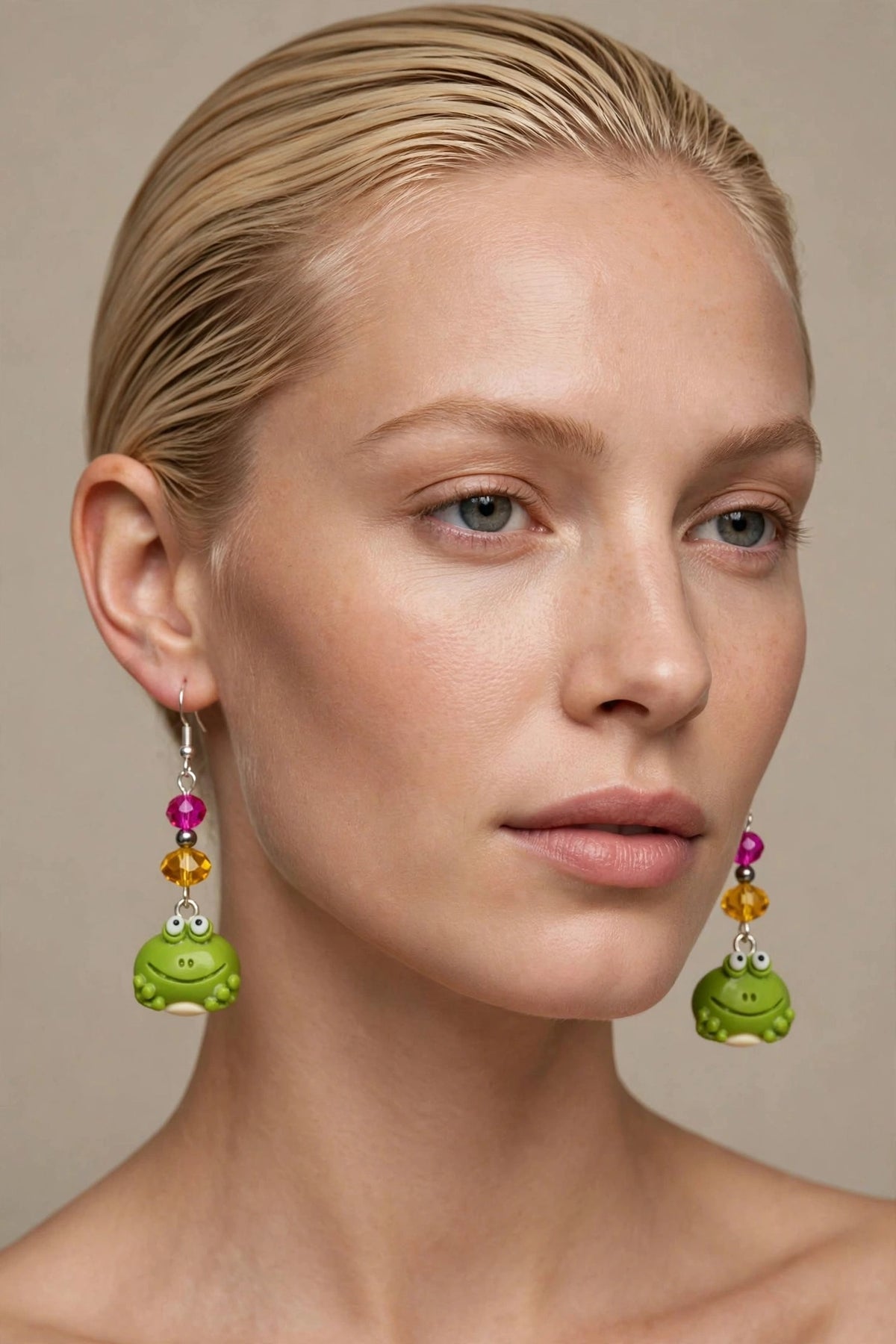 Grinning Happy Frog Clay & Resin Earrings - Sweet Cuties Dangle Jewelry