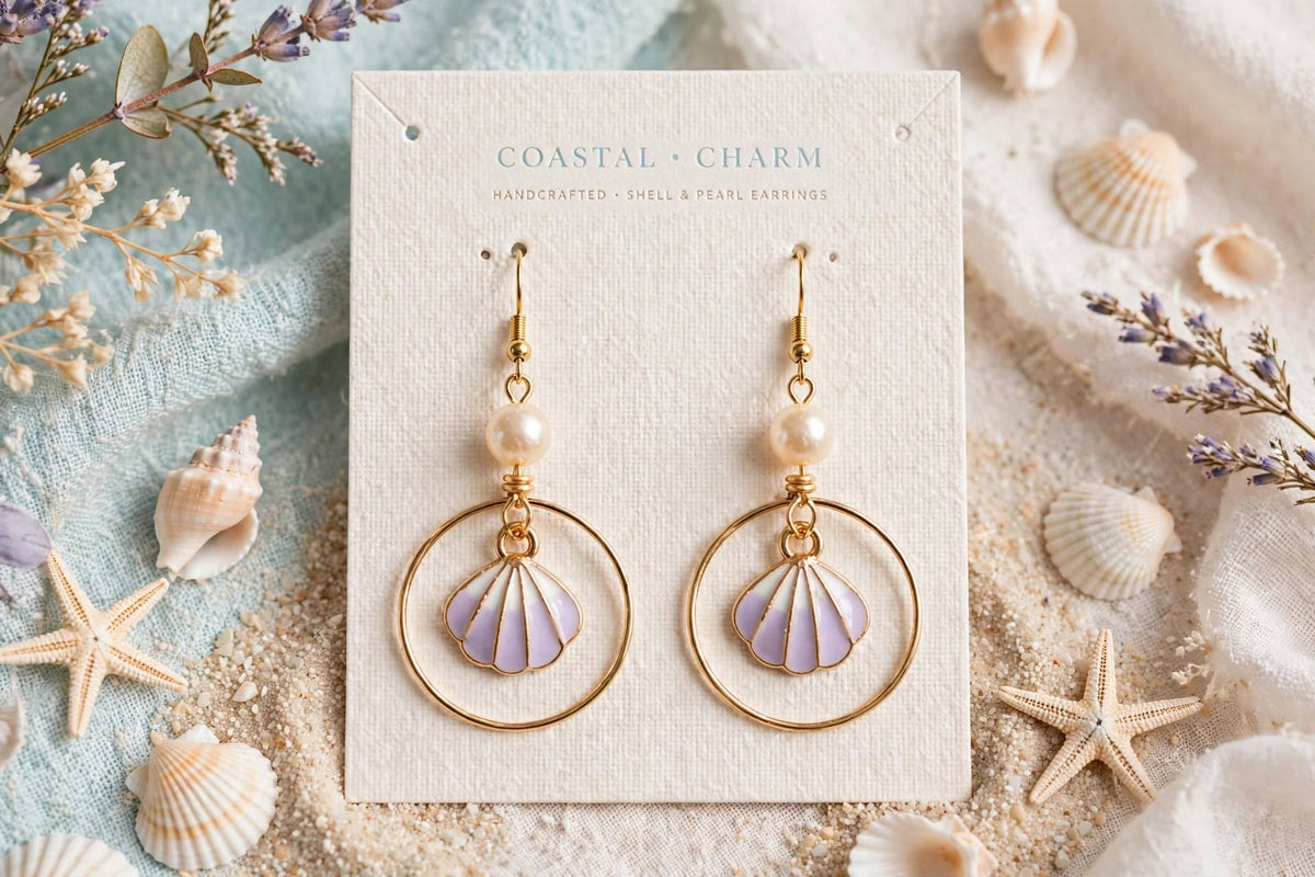 Clamshell Hoop Earrings, Summer Hoop Earrings, Under The Sea, Nautical Jewelry, Beach Earrings
