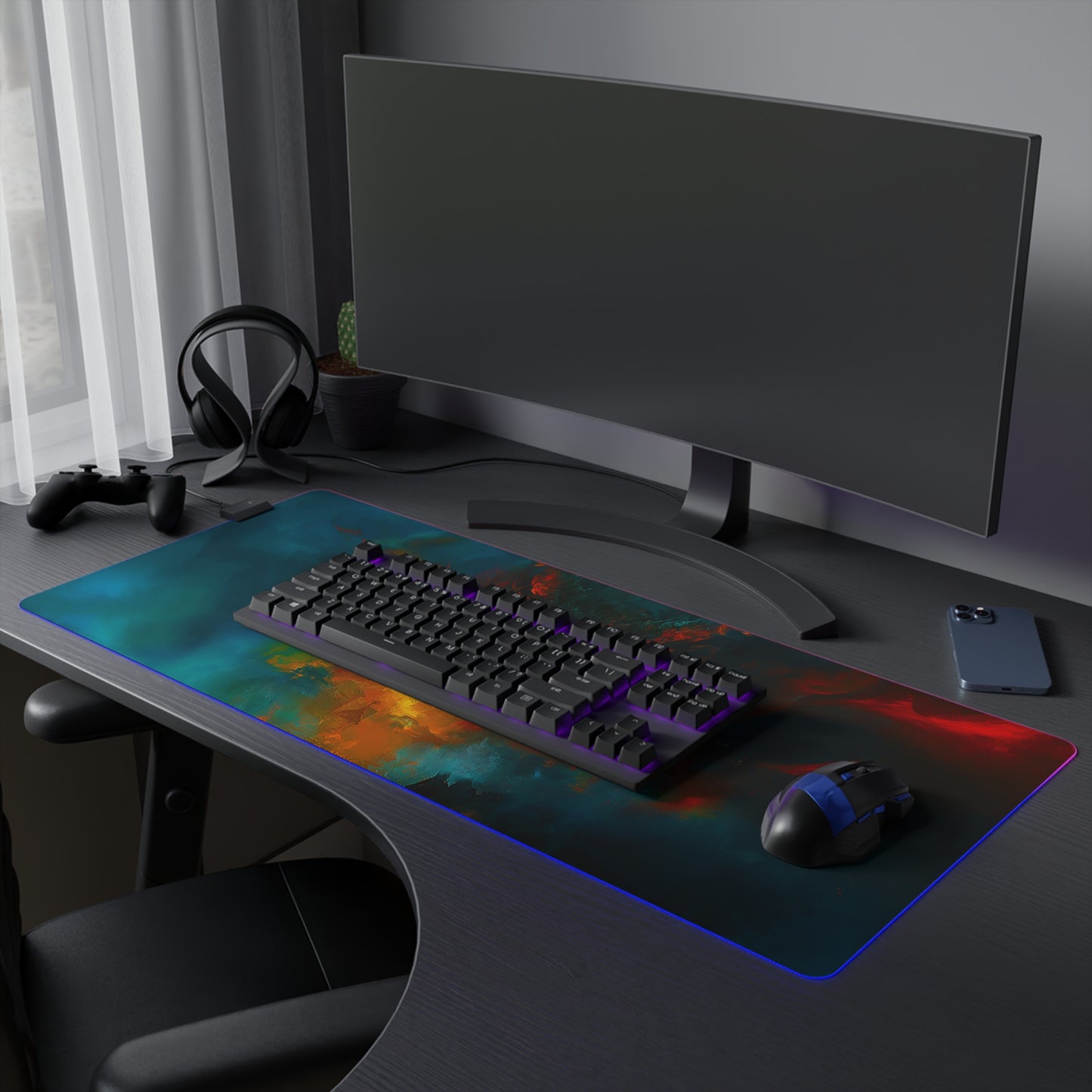Scary Demon Horror Theme LED Gaming Mouse Pad