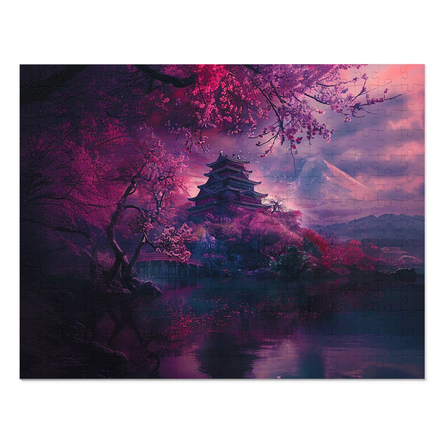 Japanese Cherry Blossum Castle Jigsaw Puzzle (30, 110, 252, 500,1000-Piece)