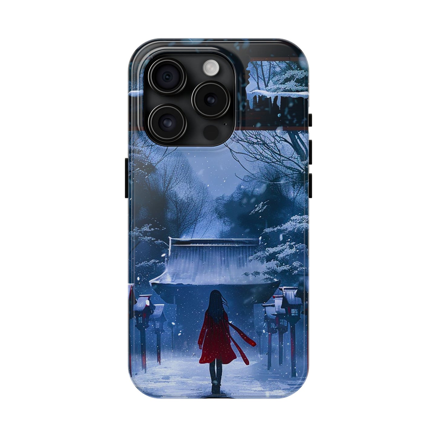 Japanese Snowy Shinto Shrine Girl Tough Phone Cases iPhone Android