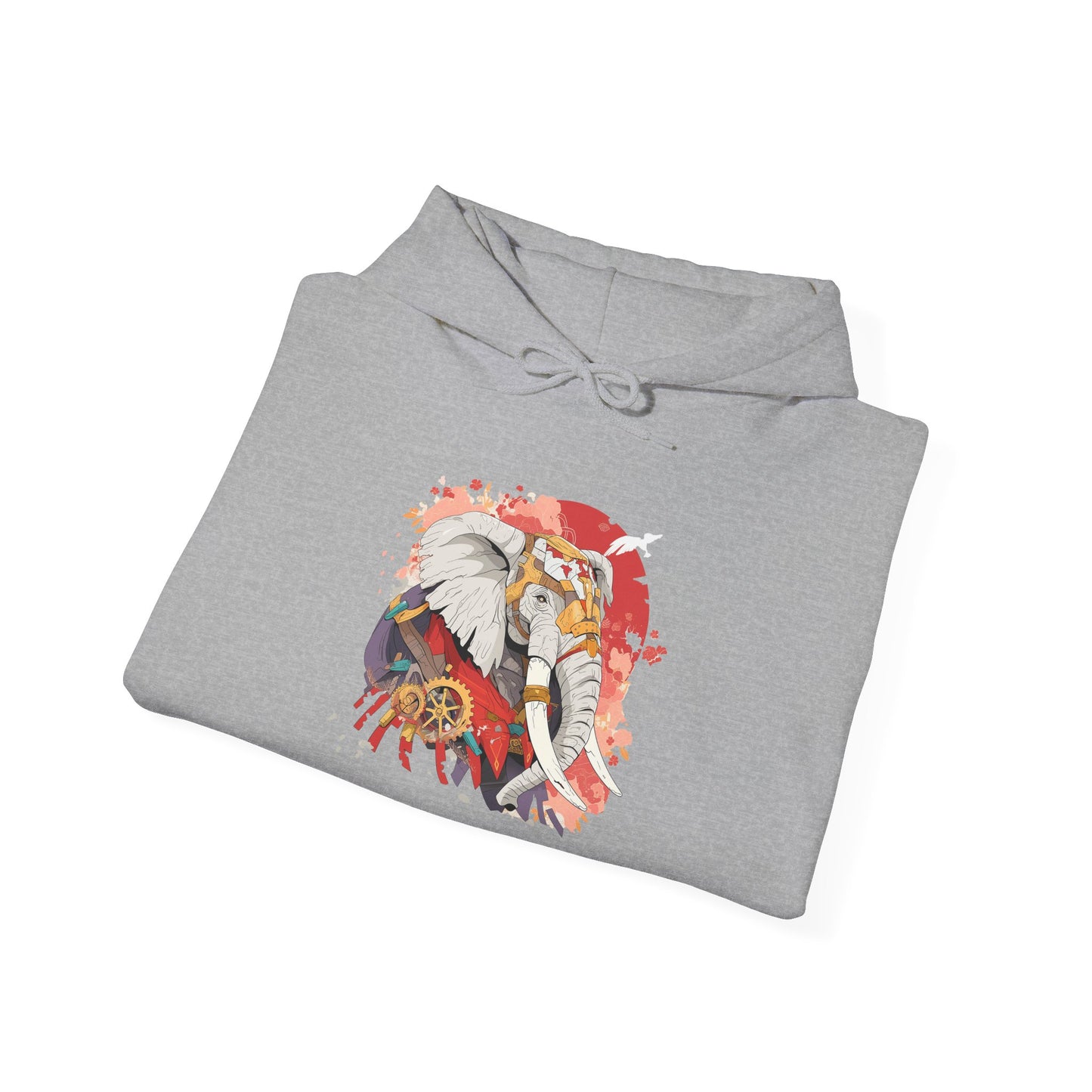 Steampunk Japanese Flowers Elephant Unisex Heavy Blend™ Hooded Sweatshirt