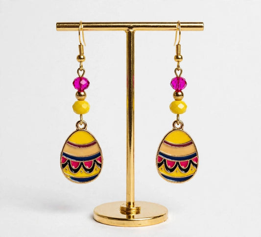 Vibrant Festive Easter Egg Design Enamel Earrings - Dangle Jewelry