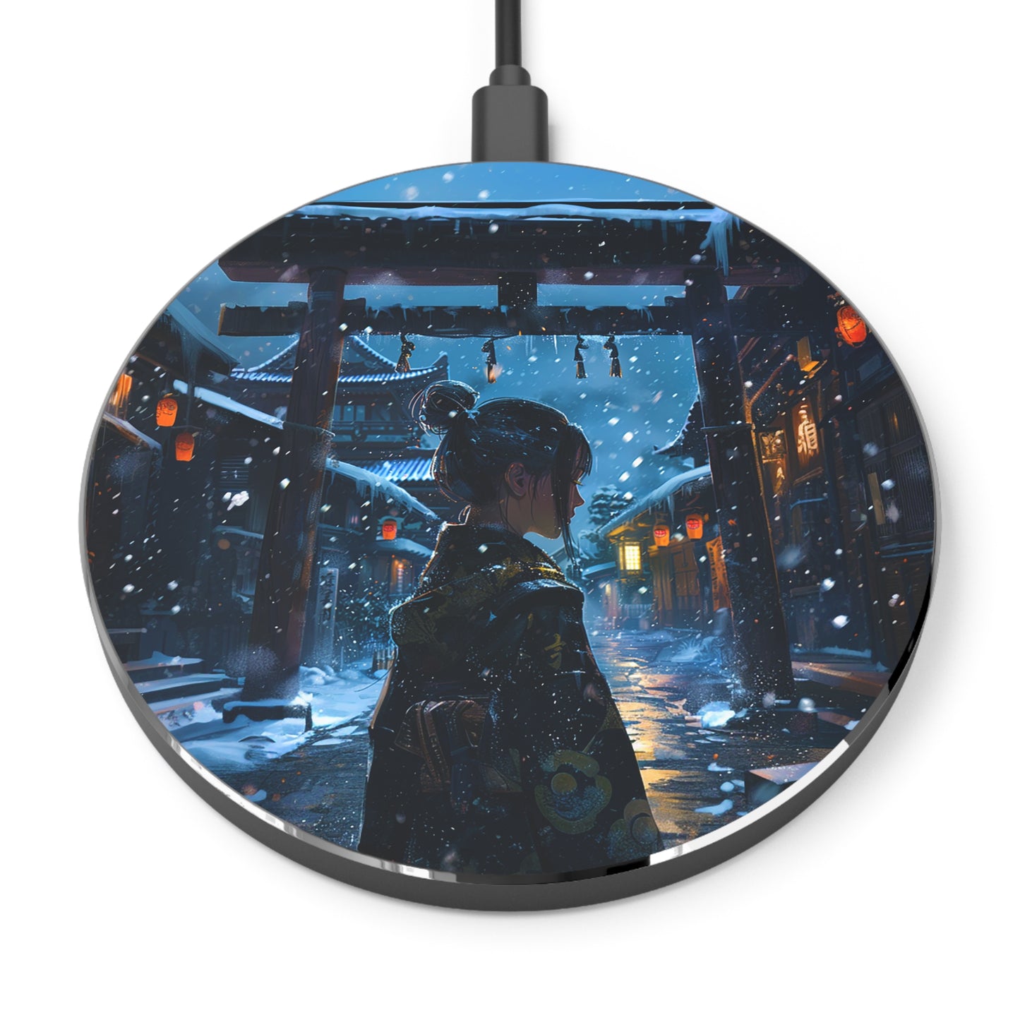 Snowy Japanese Village Wireless Charger