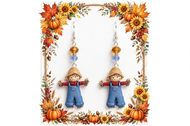 Scarecrow Earrings Fall Thanksgiving Earrings Earings Jewelry