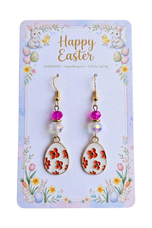 Cute Colorful Easter Egg - Flower Design Enamel Charm Jewelry