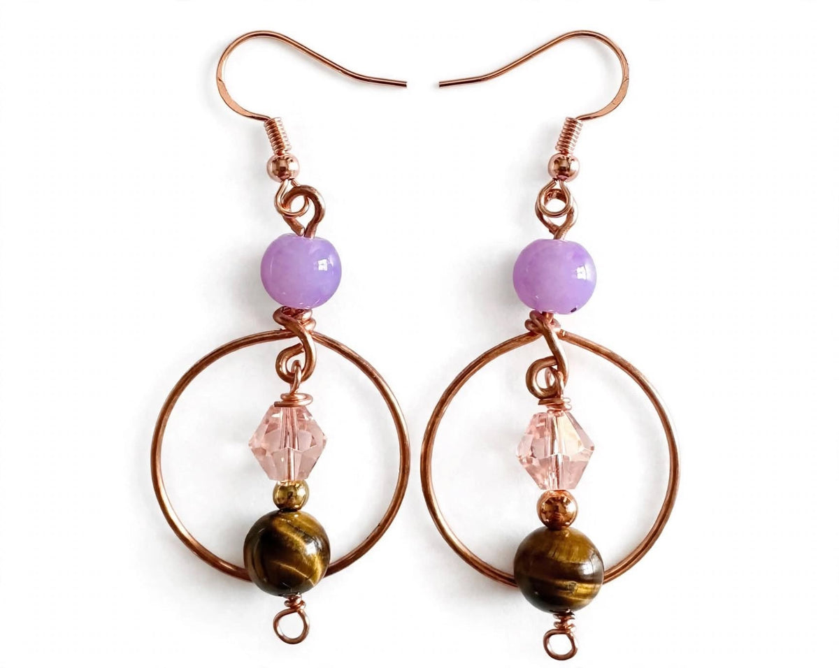 Elegant Copper Wire Design Earrings - Unique Dangle Jewelry