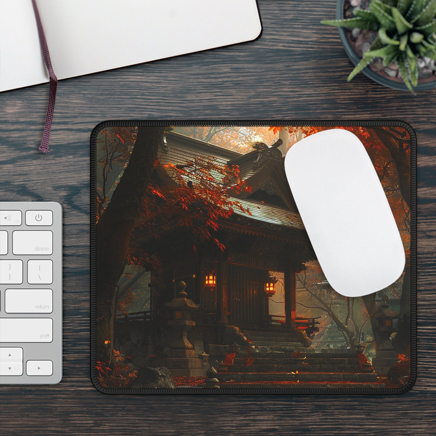 Japanese Autumn Shinto Shrine Gaming Mouse Pad