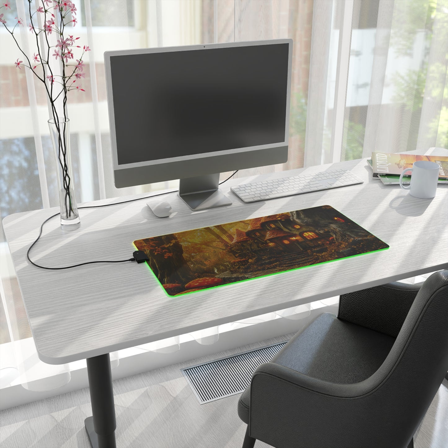 Autumn Forest Fantasy Inn LED Gaming Mouse Pad