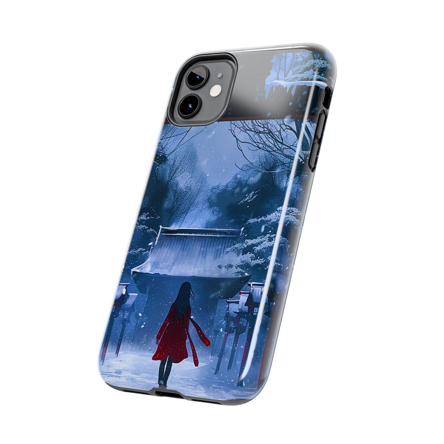 Japanese Snowy Shinto Shrine Girl Tough Phone Cases iPhone Android
