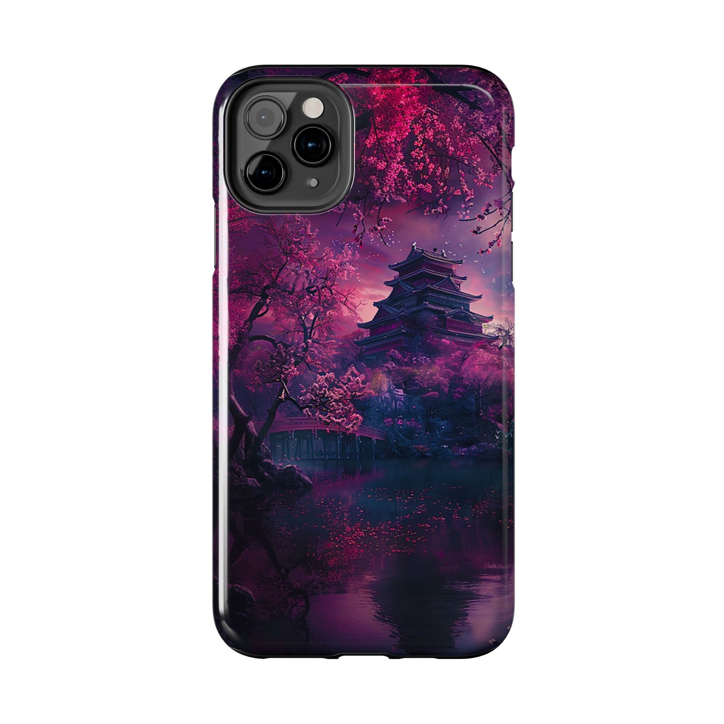 Japanese Cherry Blossum Castle Tough Phone Case iPhone Android