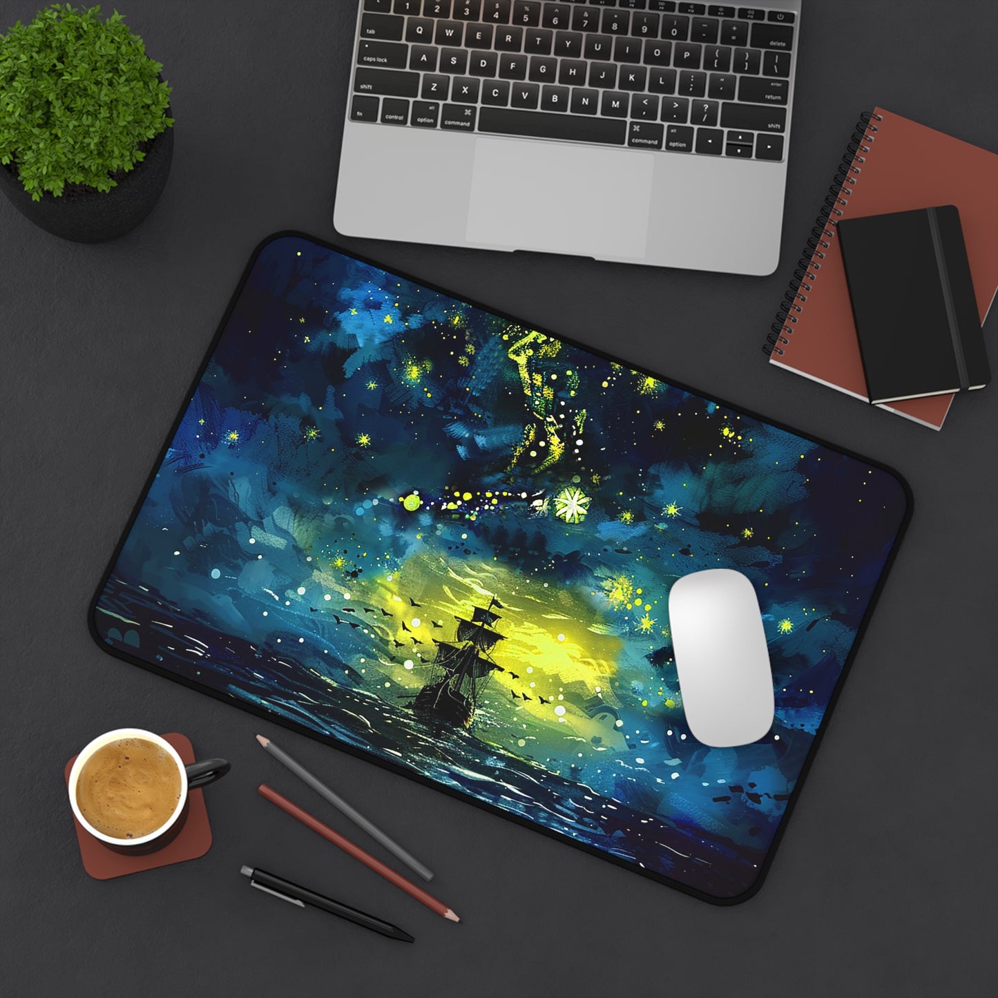 Starry Sky Lost Pirate Ship Desk Mat