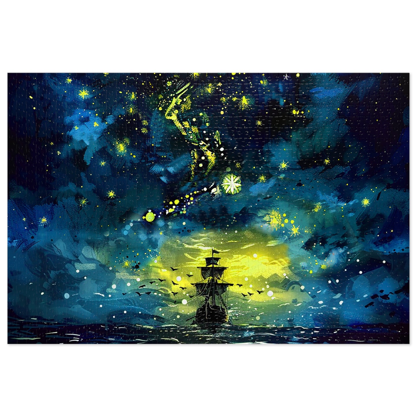 Starry Sky Lost Pirate Ship Jigsaw Puzzle (30, 110, 252, 500,1000-Piece)