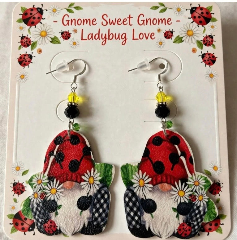 Spring/Summer Daisy Gnome Earring - Faux Leather Earrings