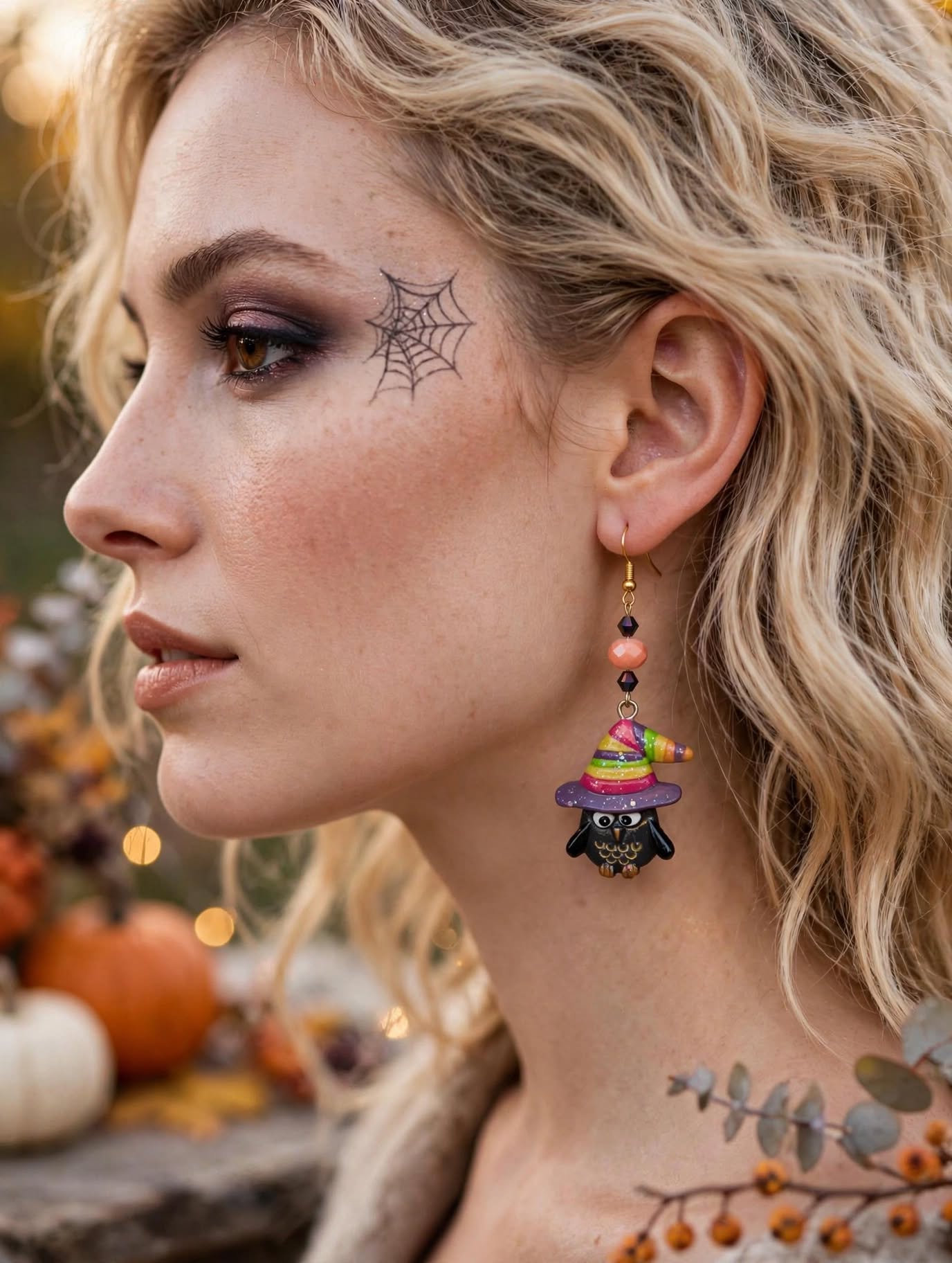 Whimsical Halloween Owl Earrings | Witch Hat Owl Dangle Earrings | Colorful Spooky Cute Halloween Earrings | Owl Witch Jewelry