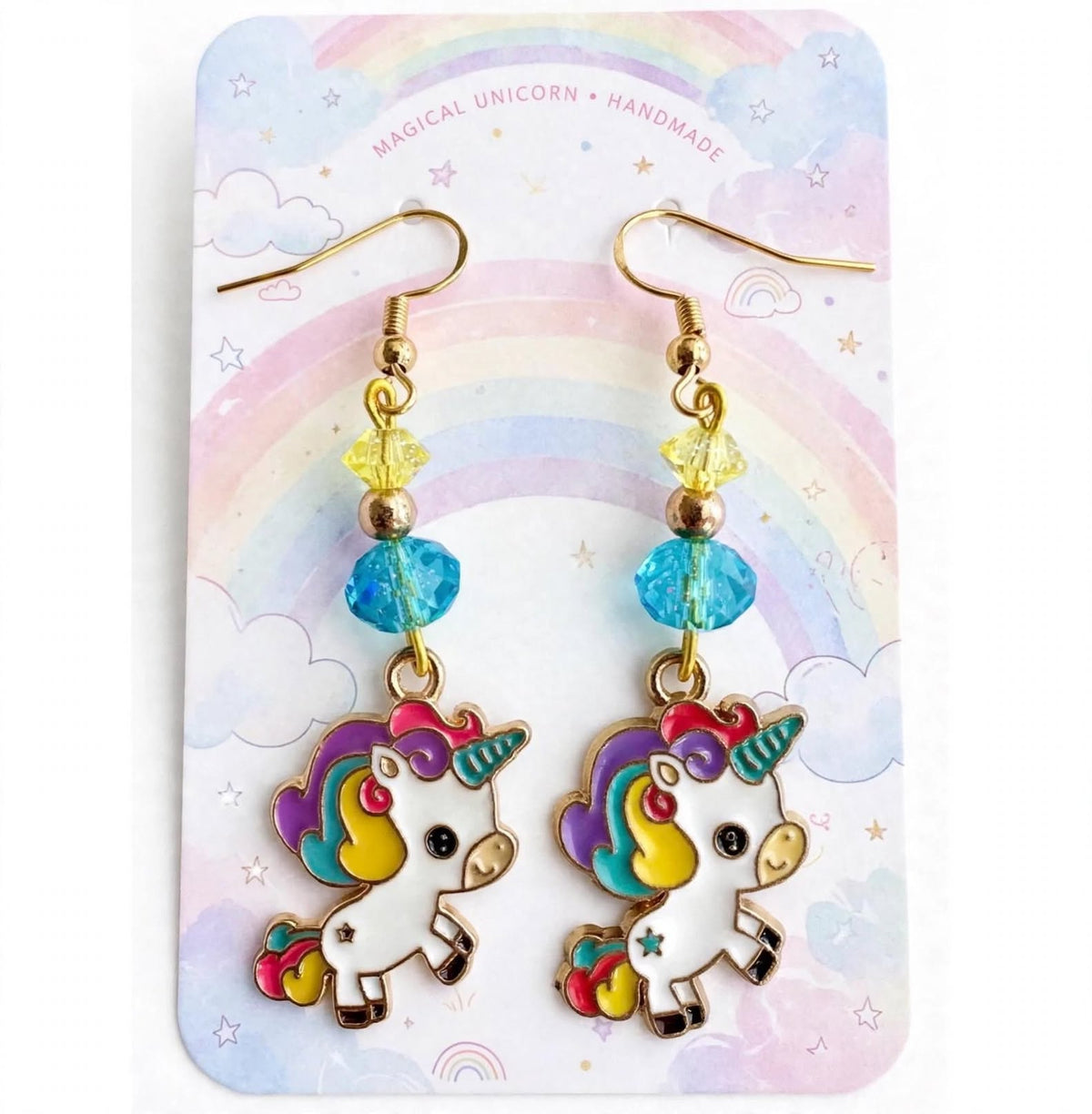 Colorful Unicorn Enamel Earrings - Fantastical Dangle Jewelry
