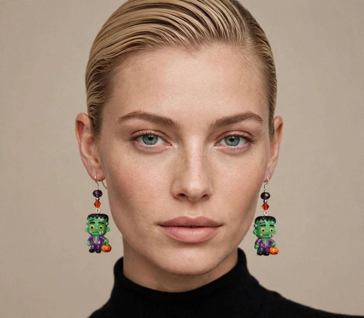Frankenstein Trick-or-Treat Clay & Resin Earrings - Cute Halloween Jewelry