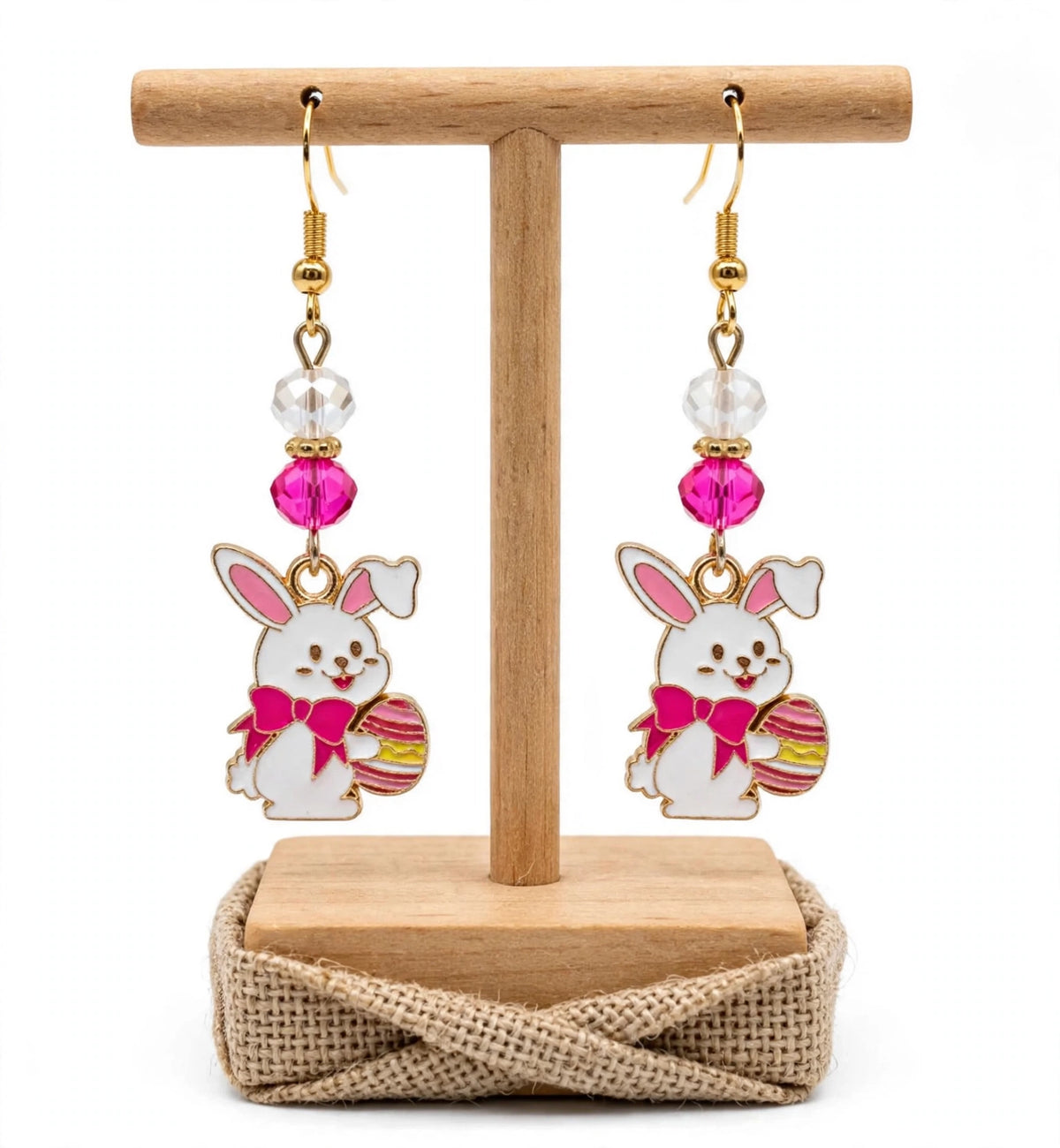 Mischievous Bunny Easter Egg Enamel Earrings - Cute Dangle Jewelry