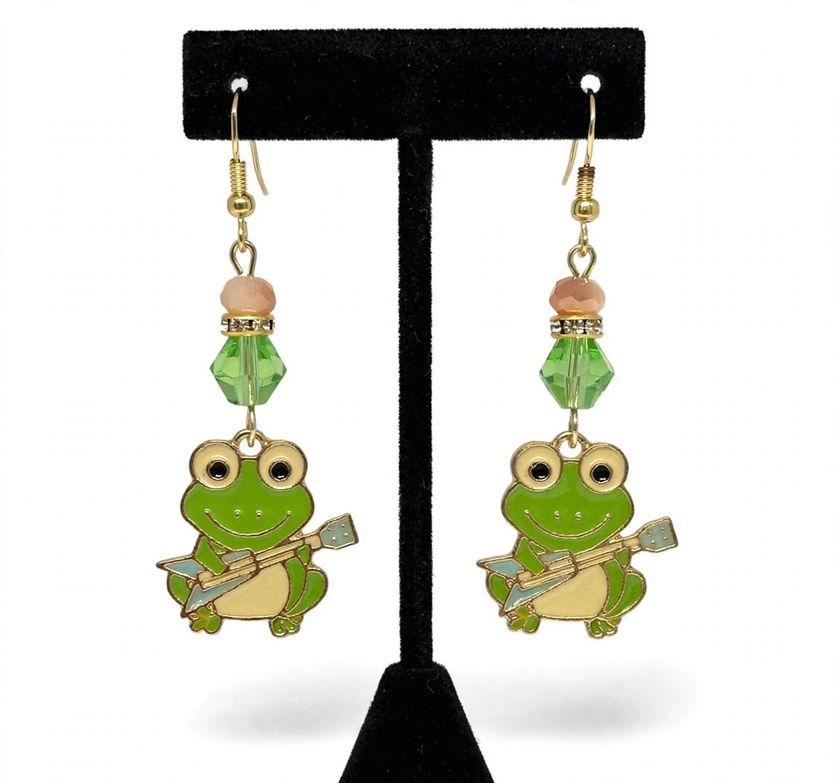 Rockin' Guitar Frog Earrings - Cheerful Dangle Jewelry